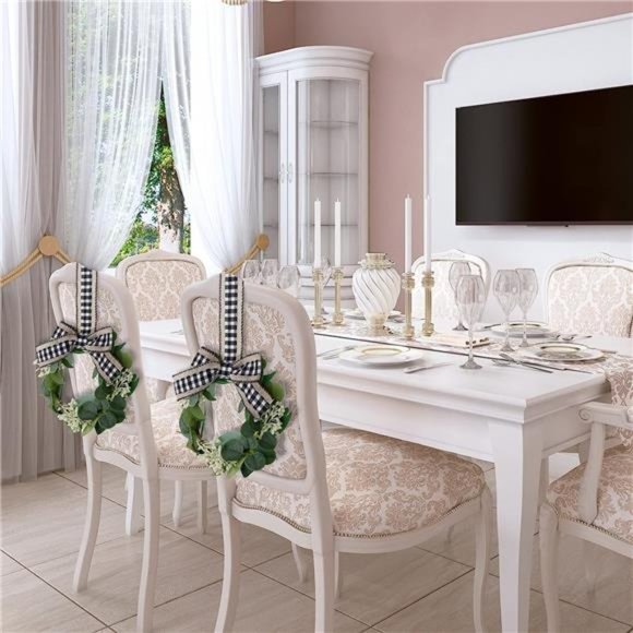 2Pieces 9Inch Mini Eucalyptus Wreath for FrontDoor Small Wreath Green Artificial - Picture 2 of 6